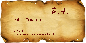 Puhr Andrea névjegykártya